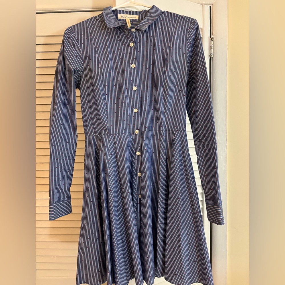 BCBG Generation Striped Long Sleeve Dress